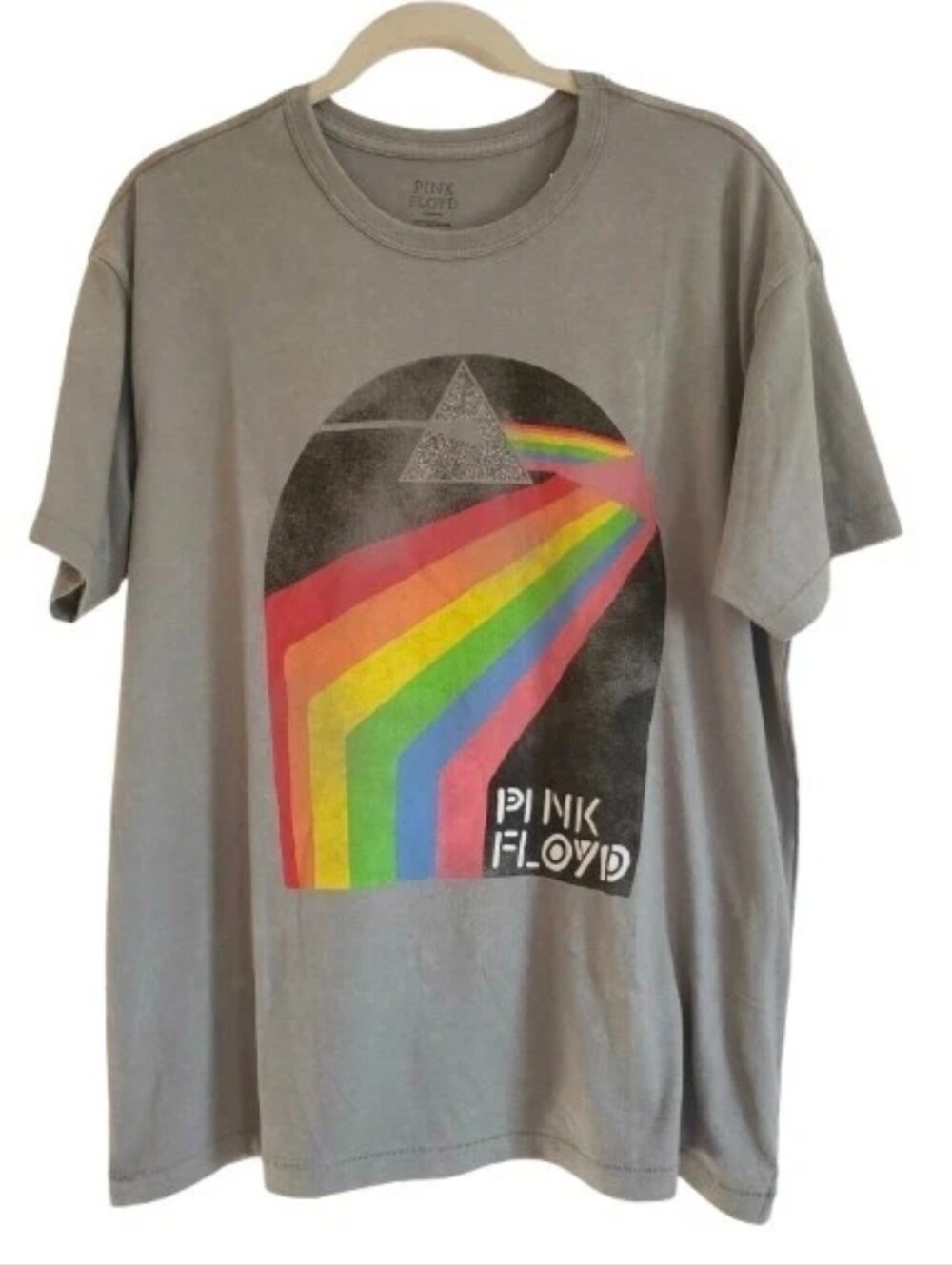 New Pink Floyd Dark Side of the Moon Mens Medium Soft Grey Cotton Blend T-shirt
